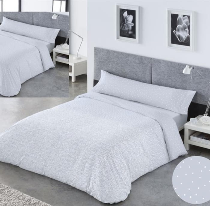 Funda nórdica reversible topitos azul. Cama 105