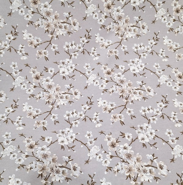 Tela gris flores de almendro - 3