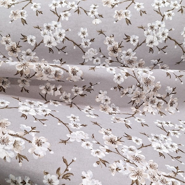 Tela gris flores de almendro - 4
