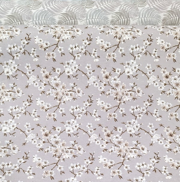Tela gris flores de almendro - 5