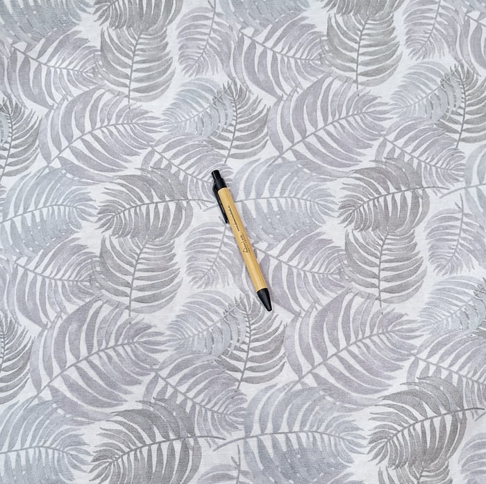 Tela loneta hojas grises 280 - 1