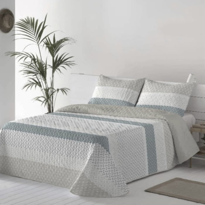 Colchas rayas y puntos grises 150