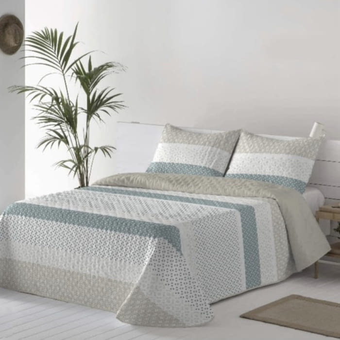 Colchas rayas y puntos grises 150