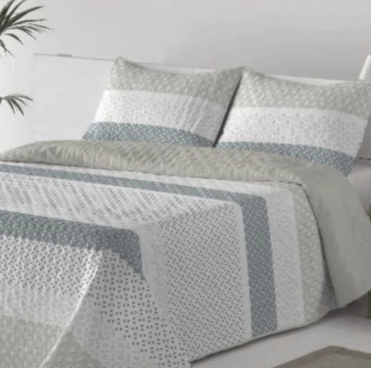 Colchas rayas y puntos grises 150 - 1