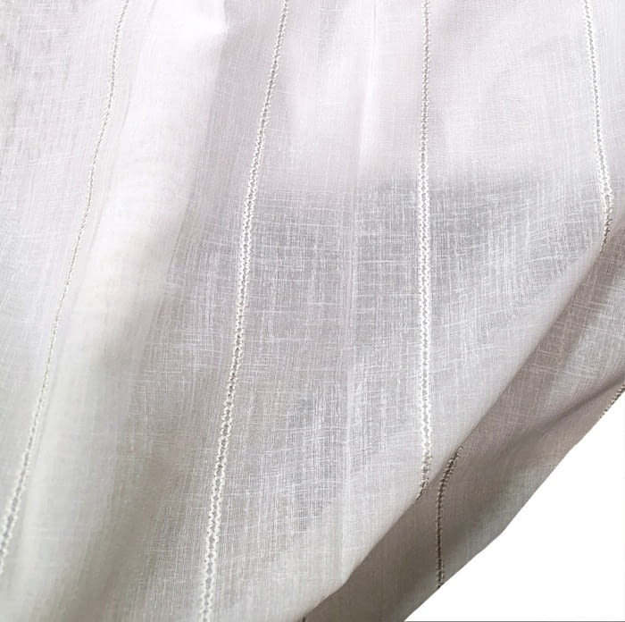 Tela visillo blanco rayita relieve gris - 4