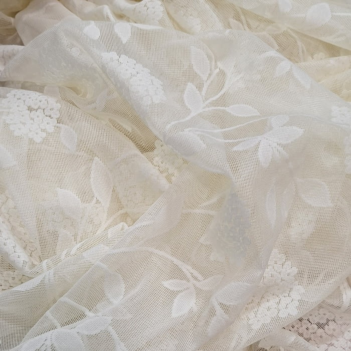 Tela por metros retal malla beige flores - 4