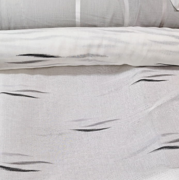 Tela visillo blanco con motivos negros - 2