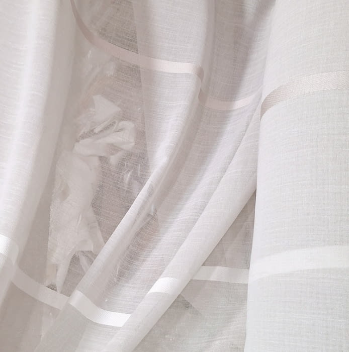 Tela visillo gris rayas horizontales seda