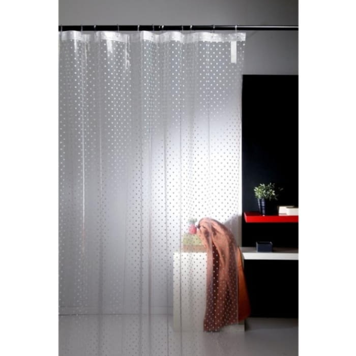 Cortina de baño transparente topitos