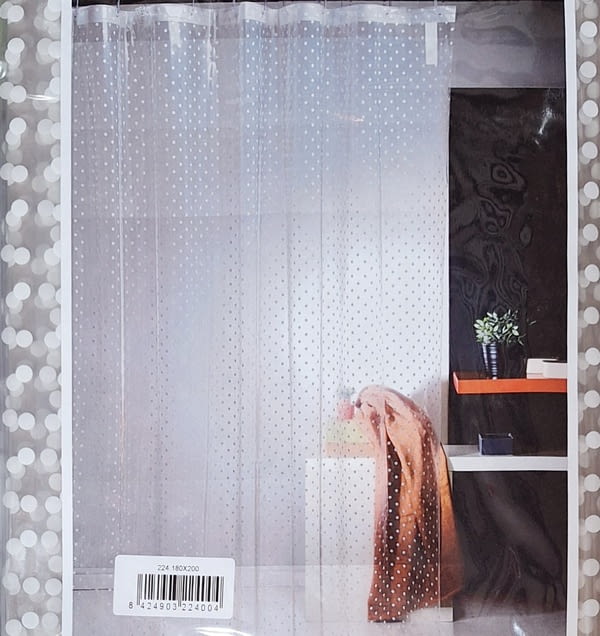 Cortina de baño transparente topitos - 2