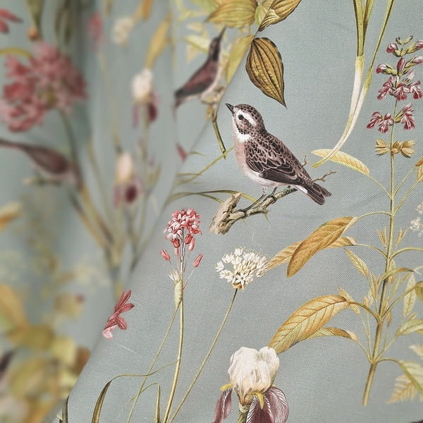 Tela Half panamá verde agua pájaros - 1