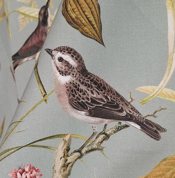 Tela Half panamá verde agua pájaros - 3