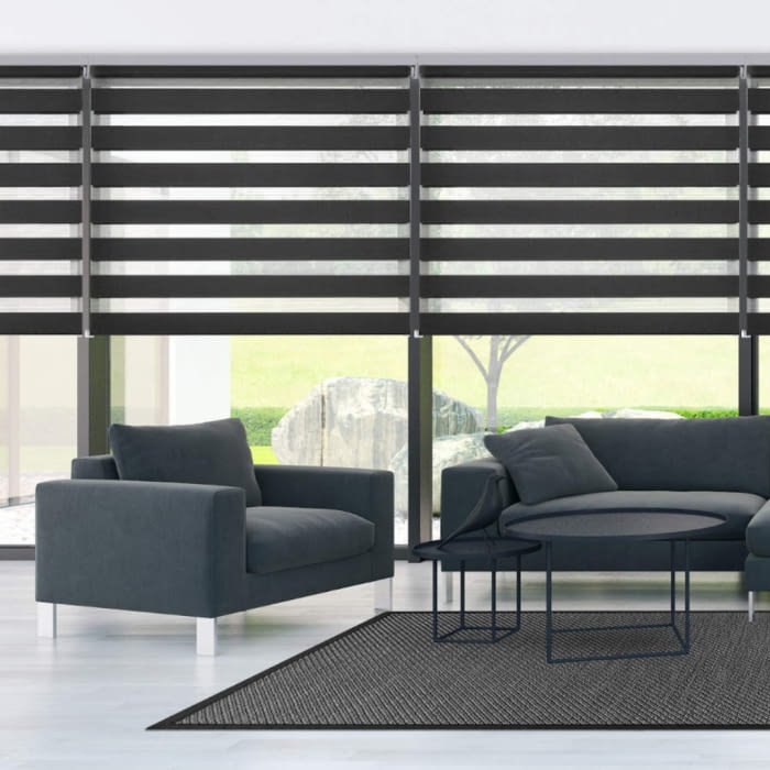 Estor noche y día negro aluminio blanco