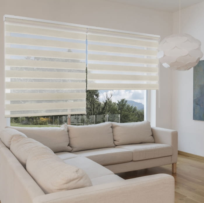 Estor noche y día lino aluminio blanco