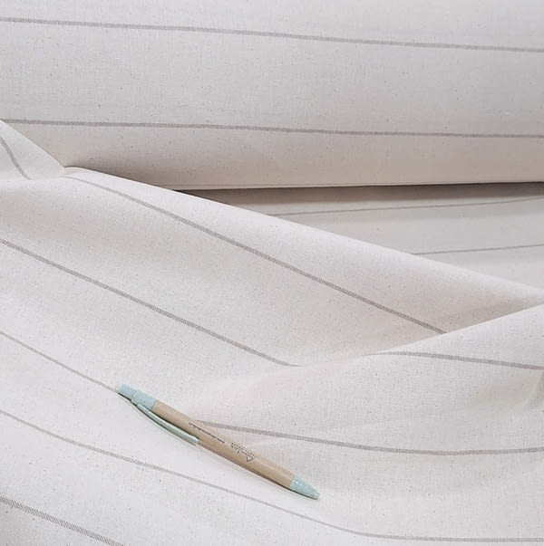 Tela loneta algodón cruda rayitas 85 x 140 cm