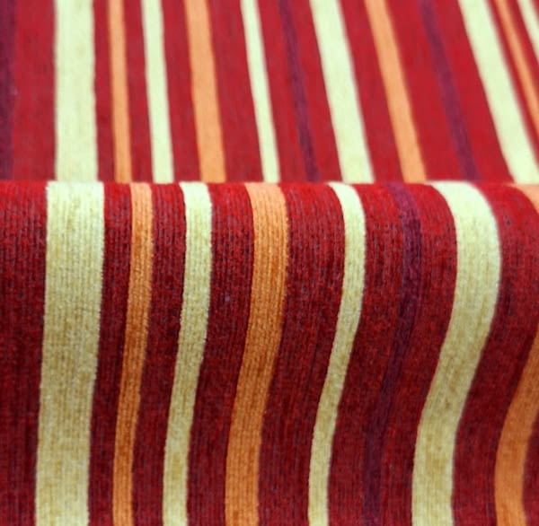 Tela tapicería rayitas rojas y naranjas - 2