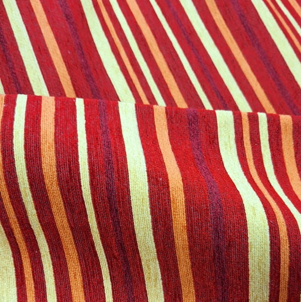 Tela tapicería rayitas rojas y naranjas - 3