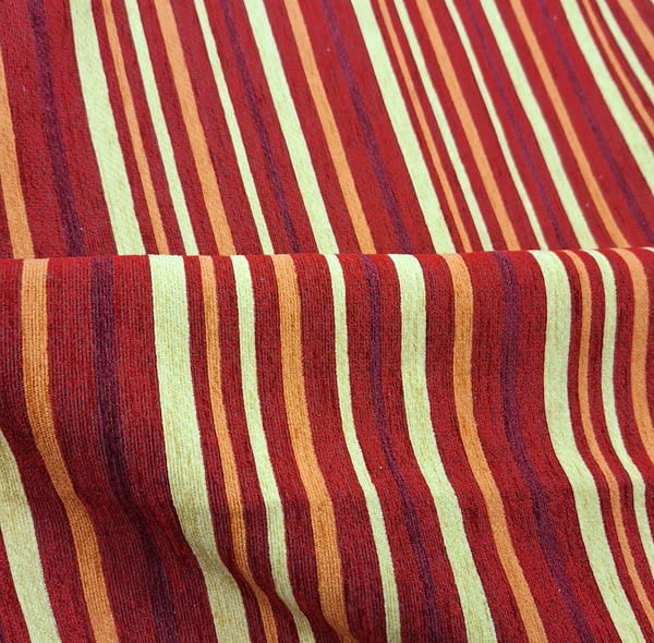 Tela tapicería rayitas rojas y naranjas - 5