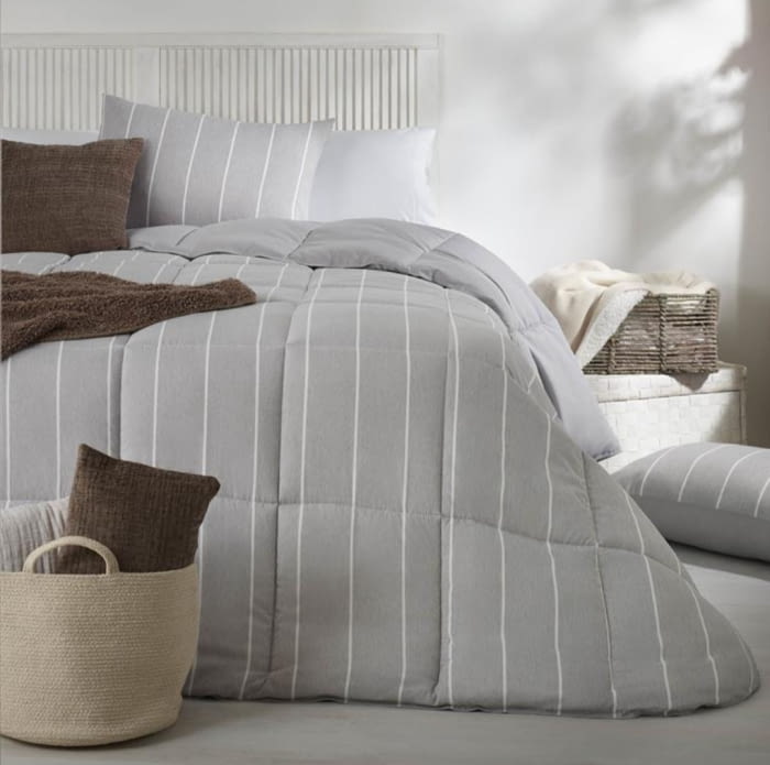 Edredón nórdico gris con rayitas 240 x 220