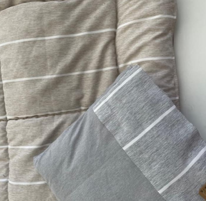 Edredón nórdico gris con rayitas 240 x 220 - 1