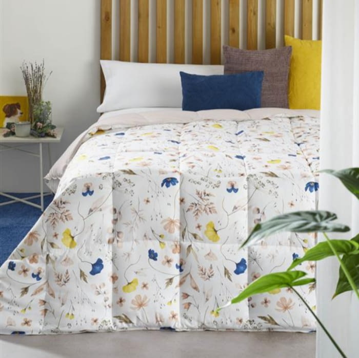 Edredón nórdico flores amarillas y azul
