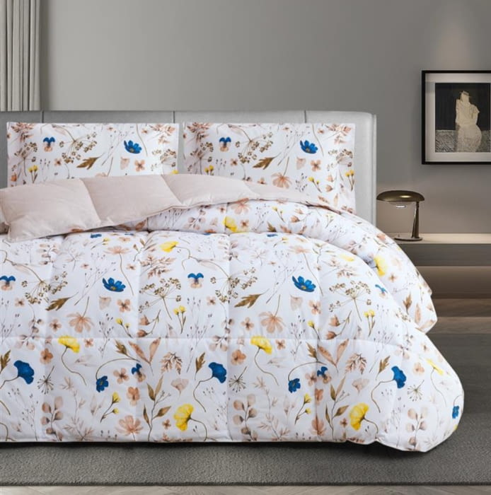Edredón nórdico flores amarillas y azul - 2
