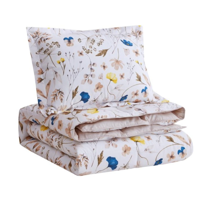 Edredón nórdico flores amarillas y azul - 4