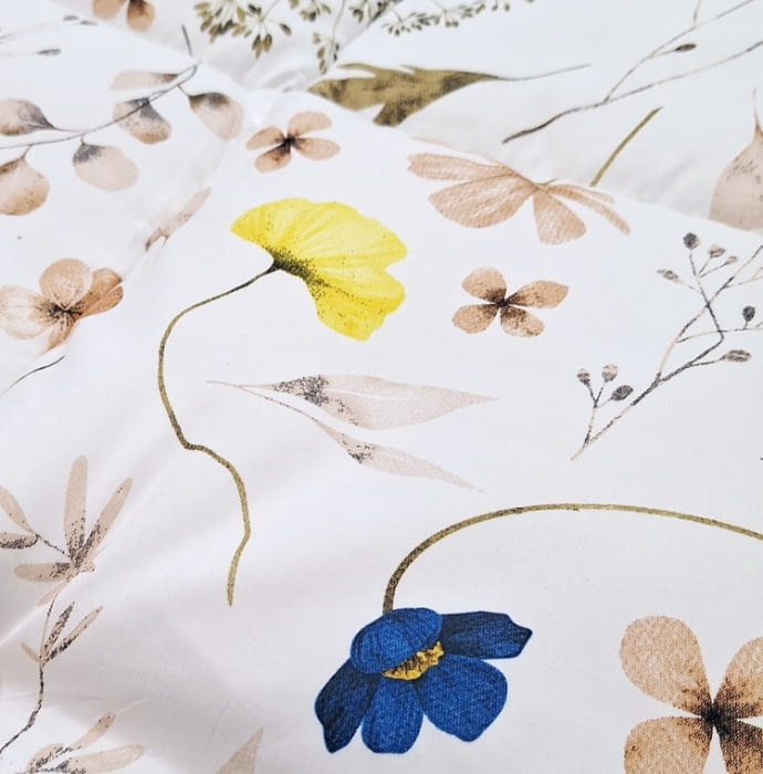 Edredón nórdico flores amarillas y azul - 6