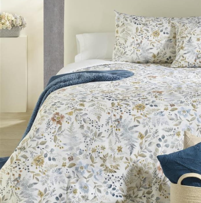 Edredón algodón percal florecitas ocres 250 x 270