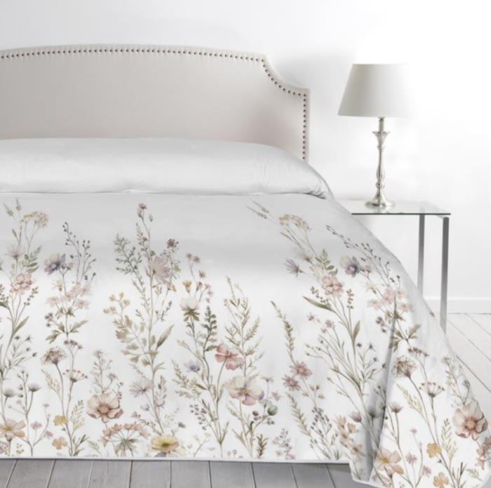 Edredón algodón percal florecitas rosas 250 x 270