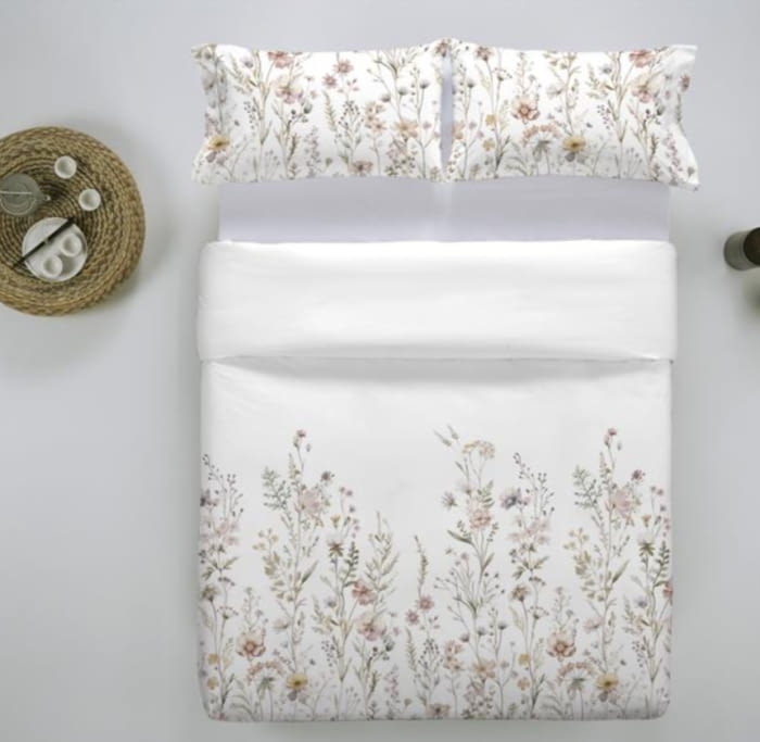 Edredón algodón percal florecitas rosas 250 x 270 - 1