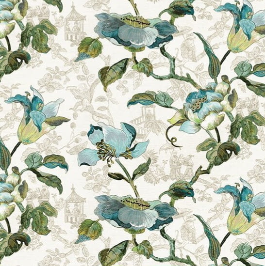 Tela flores Japón Robeco azul 280