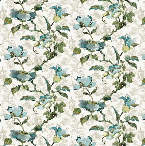 Tela flores Japón Robeco azul 280 - 1