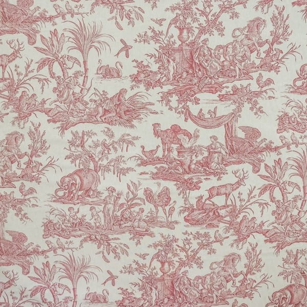 Tela loneta toile de jouy elefantes rojo 280 - 1