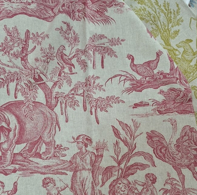 Tela loneta toile de jouy elefantes rojo 280 - 2