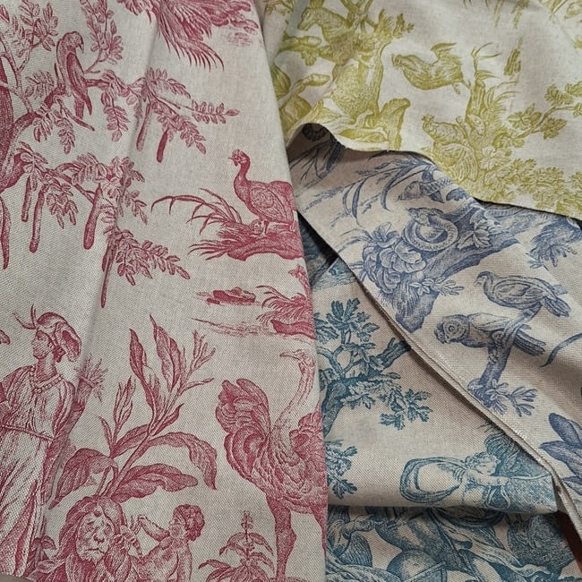 Tela loneta toile de jouy elefantes rojo 280 - 3