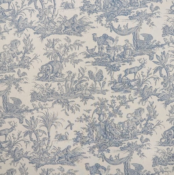 Tela loneta toile de jouy elefantes azul 280