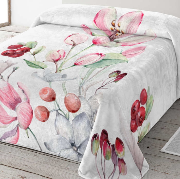 Manta cama muy suave de flores rosas