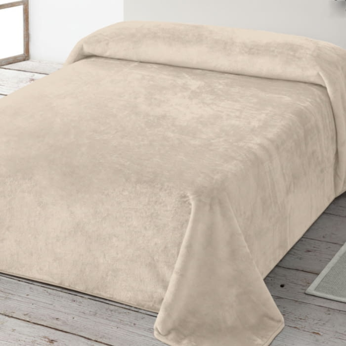 Manta cama muy suave beige