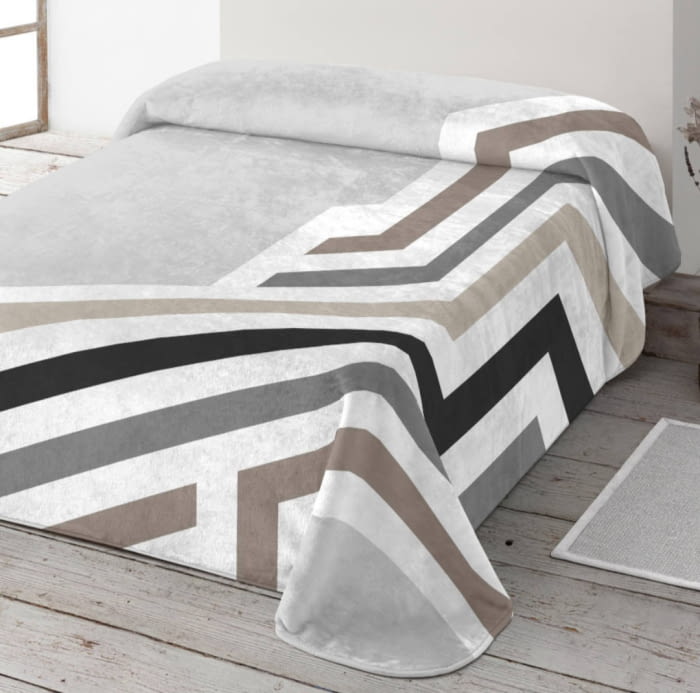 Manta cama muy suave gris moderna