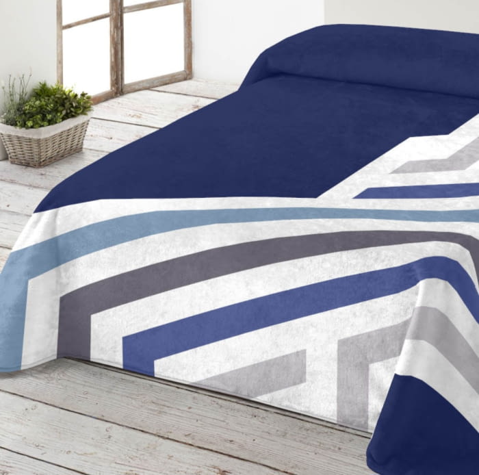 Manta cama muy suave azul moderna