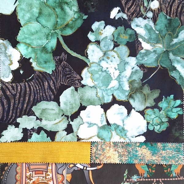 Tela tapicería terciopelo cebras verde Jawa - 2