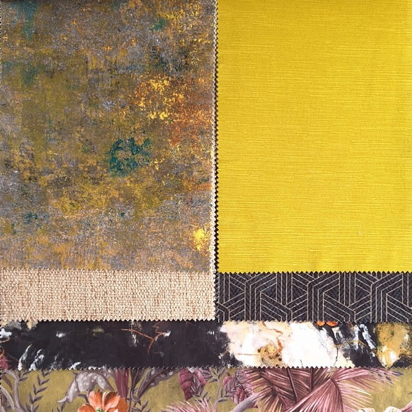 Tela tapicería terciopelo Carrara amarillo abstracto - 2