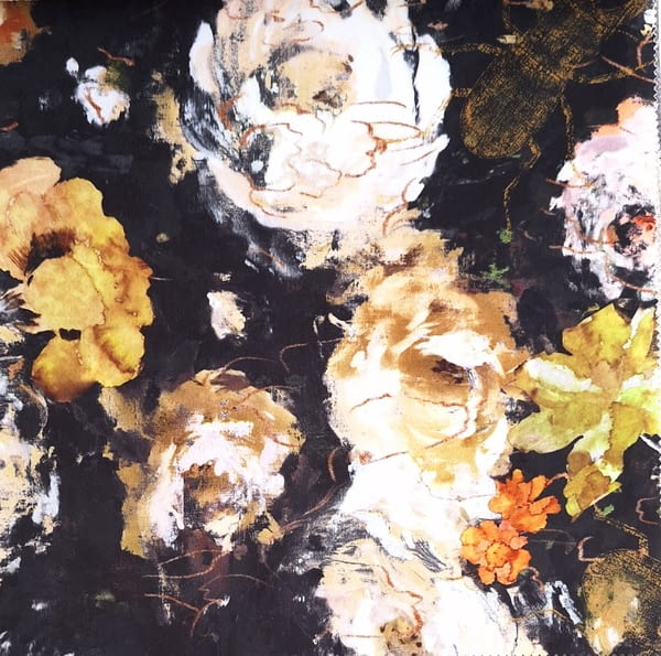 Tela tapicería terciopelo flores abstractas