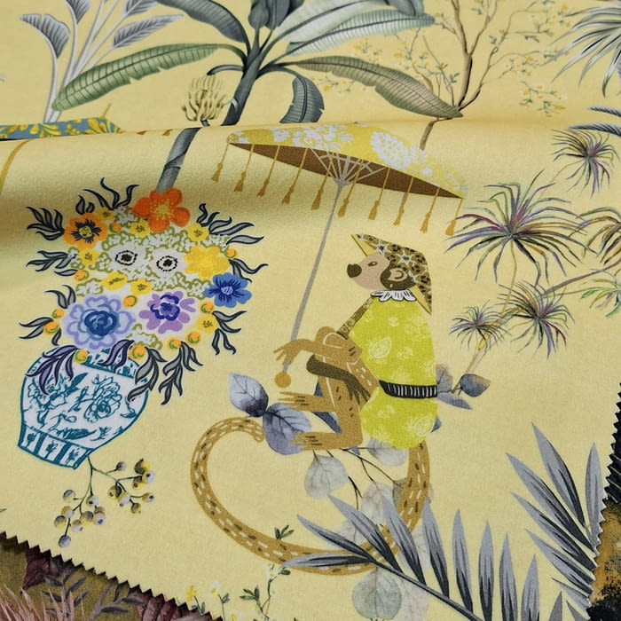 Tela tapicería terciopelo Makian amarillo - 2