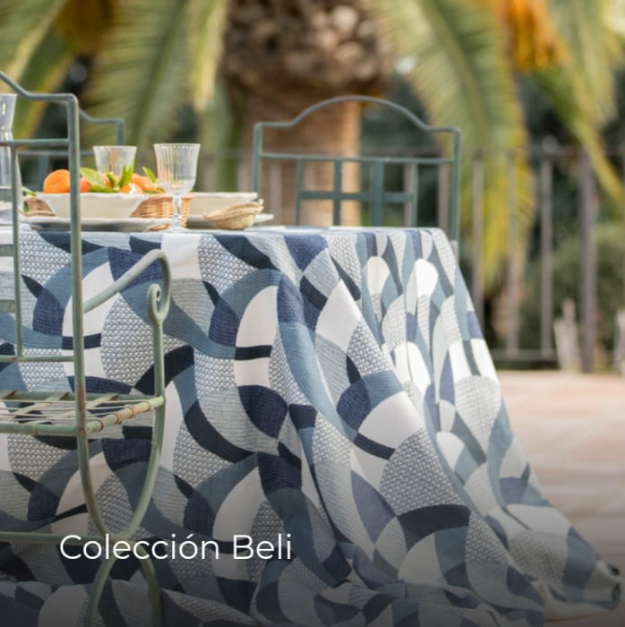 Tela beli geometría azul