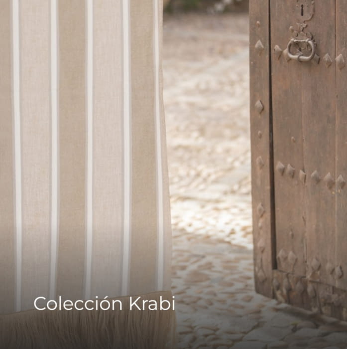Tela tapicería Krabi rayas lino - 1