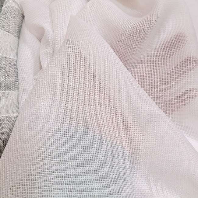 Retal visillo blanco cuadraditos 130 x 180 cm - 2