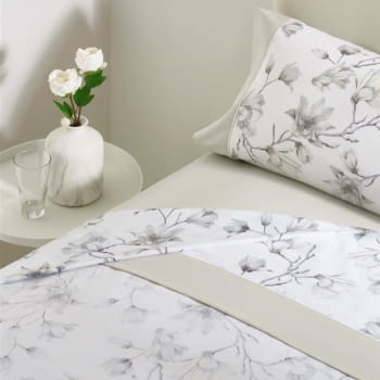 Juego de sábanas flores grises. Cama: 135, 150, 160, 180 - 1
