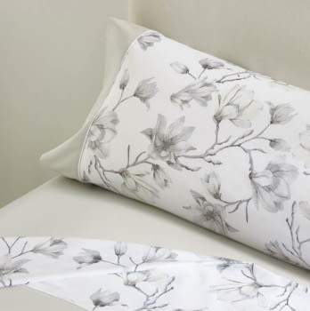 Juego de sábanas flores grises. Cama: 135, 150, 160, 180 - 2